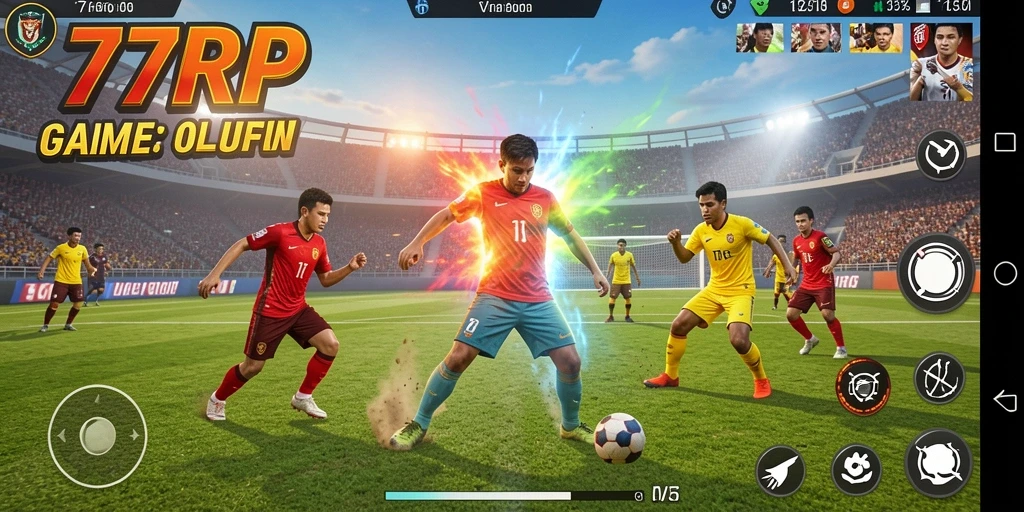 Screenshot dari gameplay 77RP menunjukkan aksi olahraga yang mendebarkan.