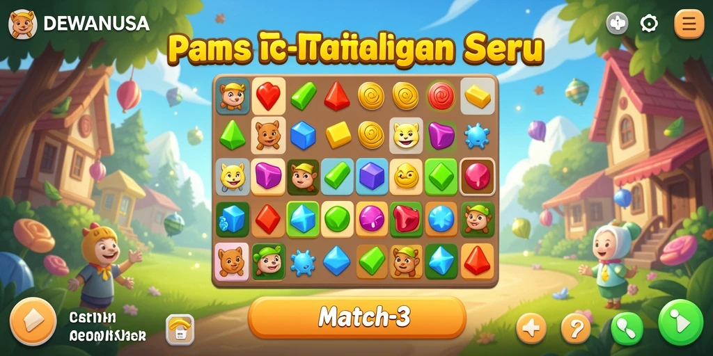 Tampilan gameplay seru DEWANUSA dalam menggabungkan objek Match-3.