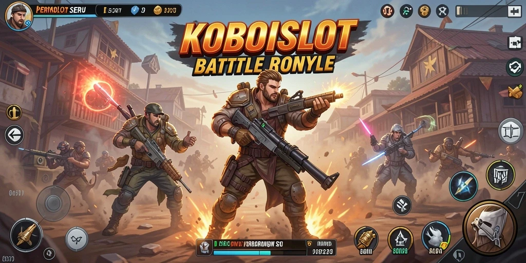 Tangkapan layar menampilkan aksi seru dalam KOBOISLOT.