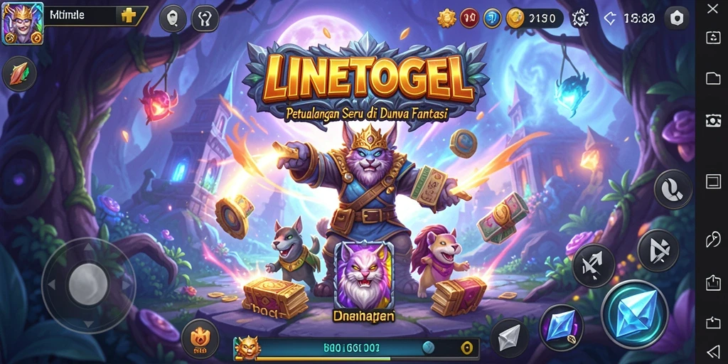 Tangkapan layar utama gameplay LINETOGEL menunjukkan aksi seru dan dunia fantastis.