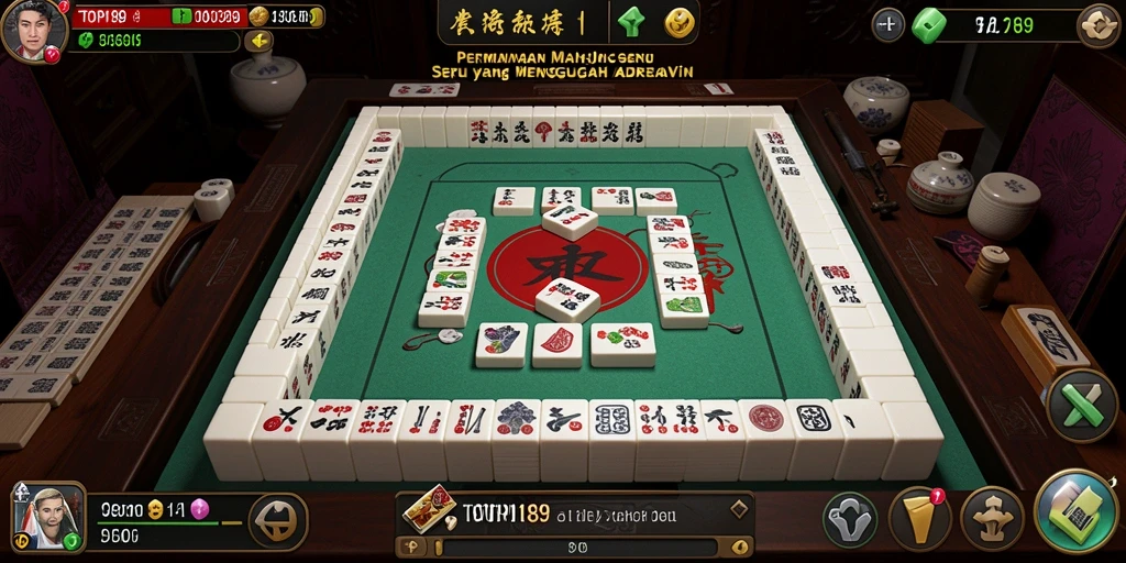 Tampilan gameplay seru di TOPI189 dengan ubin mahjong berwarna-warni.