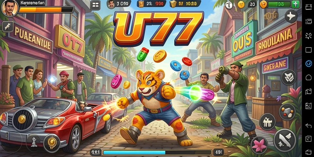 Tampilan layar permainan UT77 yang penuh aksi dalam kategori Arcade.