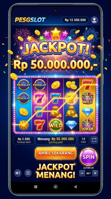 Screenshot dari aplikasi pesgslot menunjukkan kategori yang jelas dan menarik.